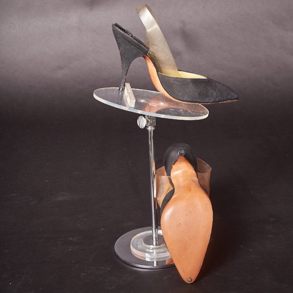 1950s Black Heels Clear Slingback Shoes